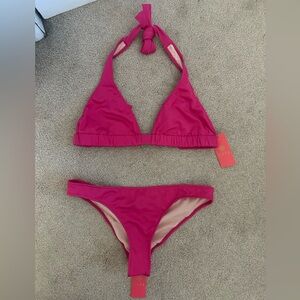 Pink Halter Bikini Set